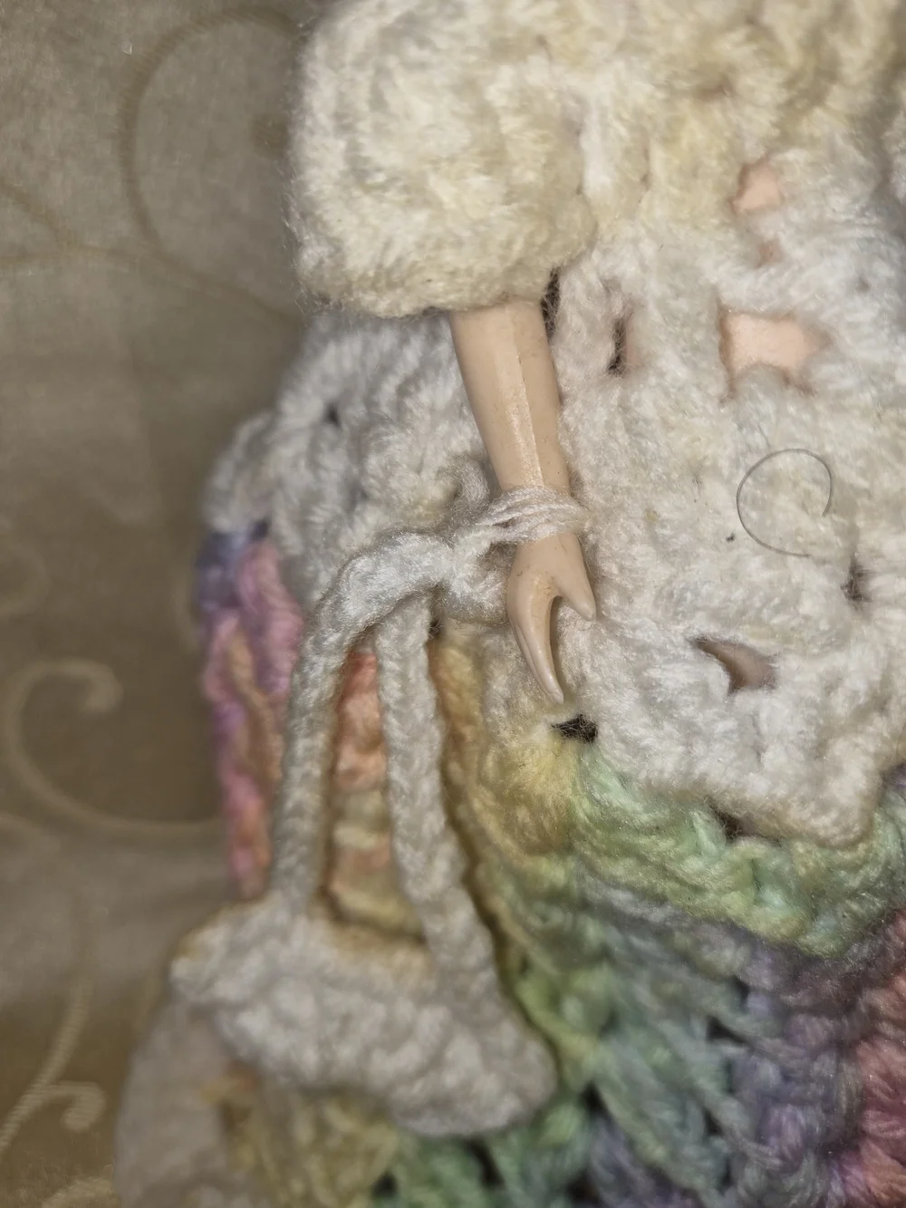 Handmade Crochet Plastic Doll Skirt Set - Pastel Rainbow